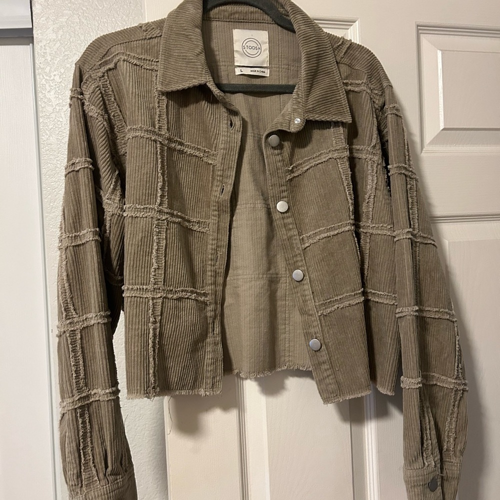 Stoosh Women's Tan Checkered Corduroy Jacket